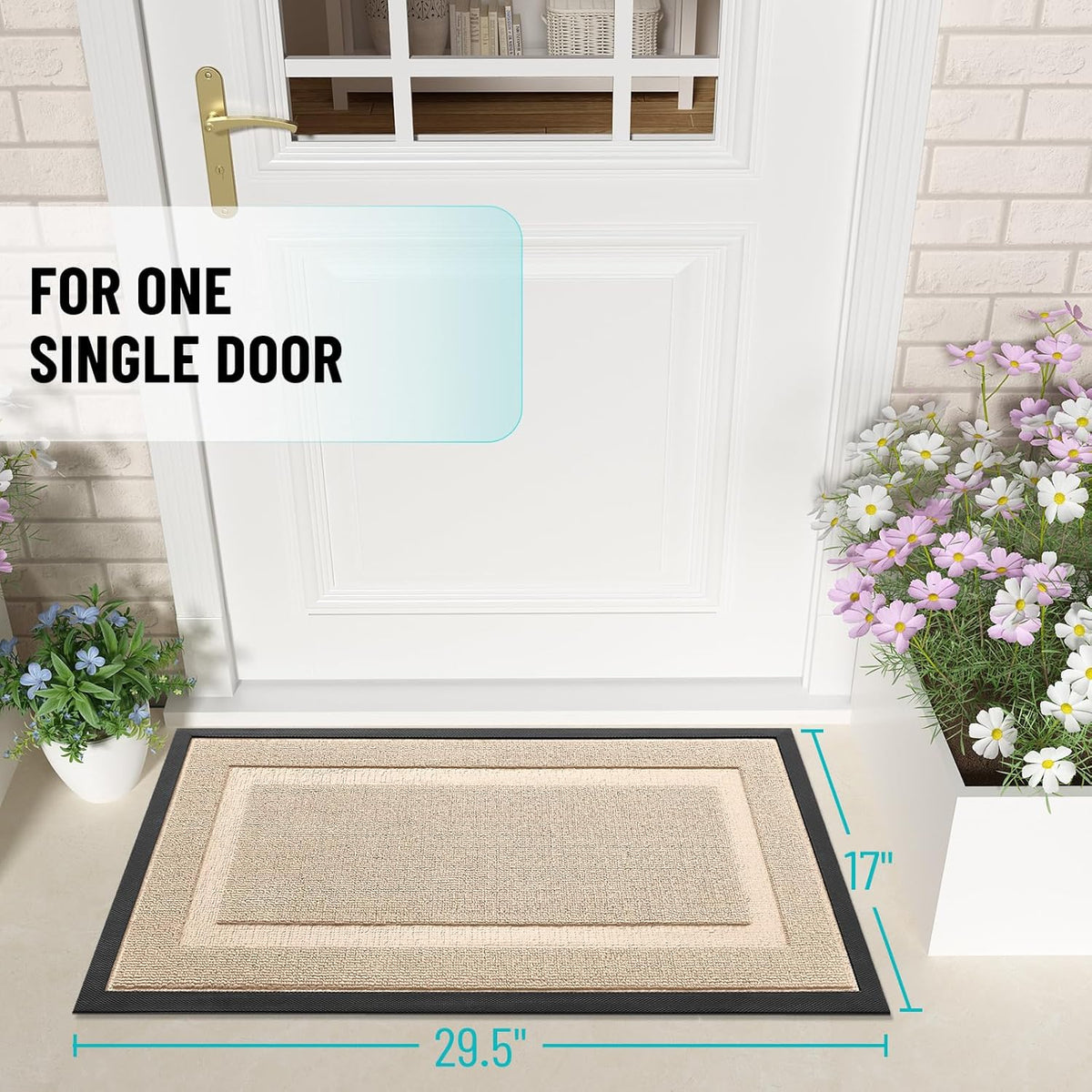 OLANLY Indoor Outdoor Front Door Mat - Waterproof All-Season Doormat, Easy Clean, 33x21, Off-White