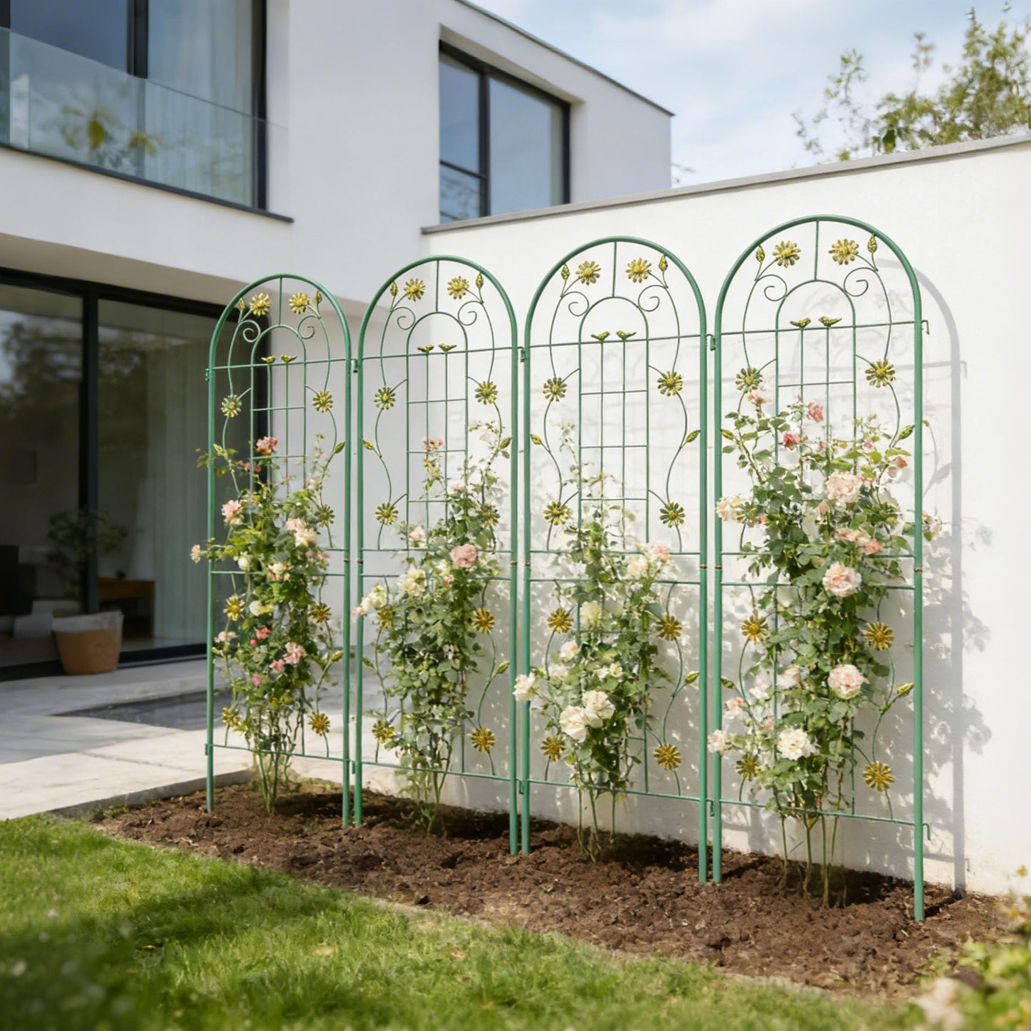 CQSXDA 2 Pack Large Garden Trellis 71" H x 19.7" W Heavy Duty Rustproof Green Iron Plant Trellis for Potted Plant Support Metal Climbing Rose Trellis Vine Vegetable Cucumber