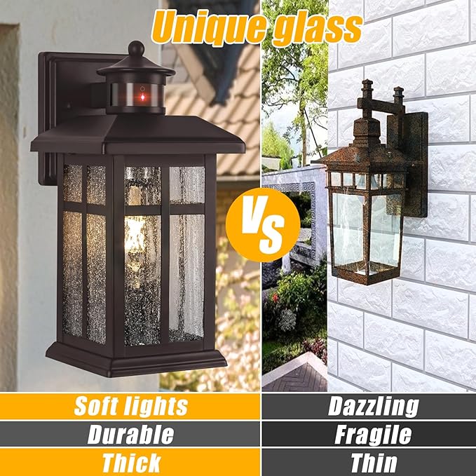 2 Packs Motion Sensor Outdoor Lights- Outdoor Porch Lights Light Fixtures Motion Sensor Bronze, Porch Lights Outdoor Bronze, Exterior Lights for House, Garage, Door