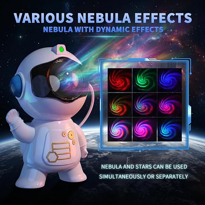 Astronaut Galaxy Projector, 8 Modes Starry Night Light with Remote Control, 360° Adjustable Magnetic Head, 5W LED Nebula Lamp for Bedroom, Kids Room, Game Room, Ceiling, Gift for Christmas Birthday