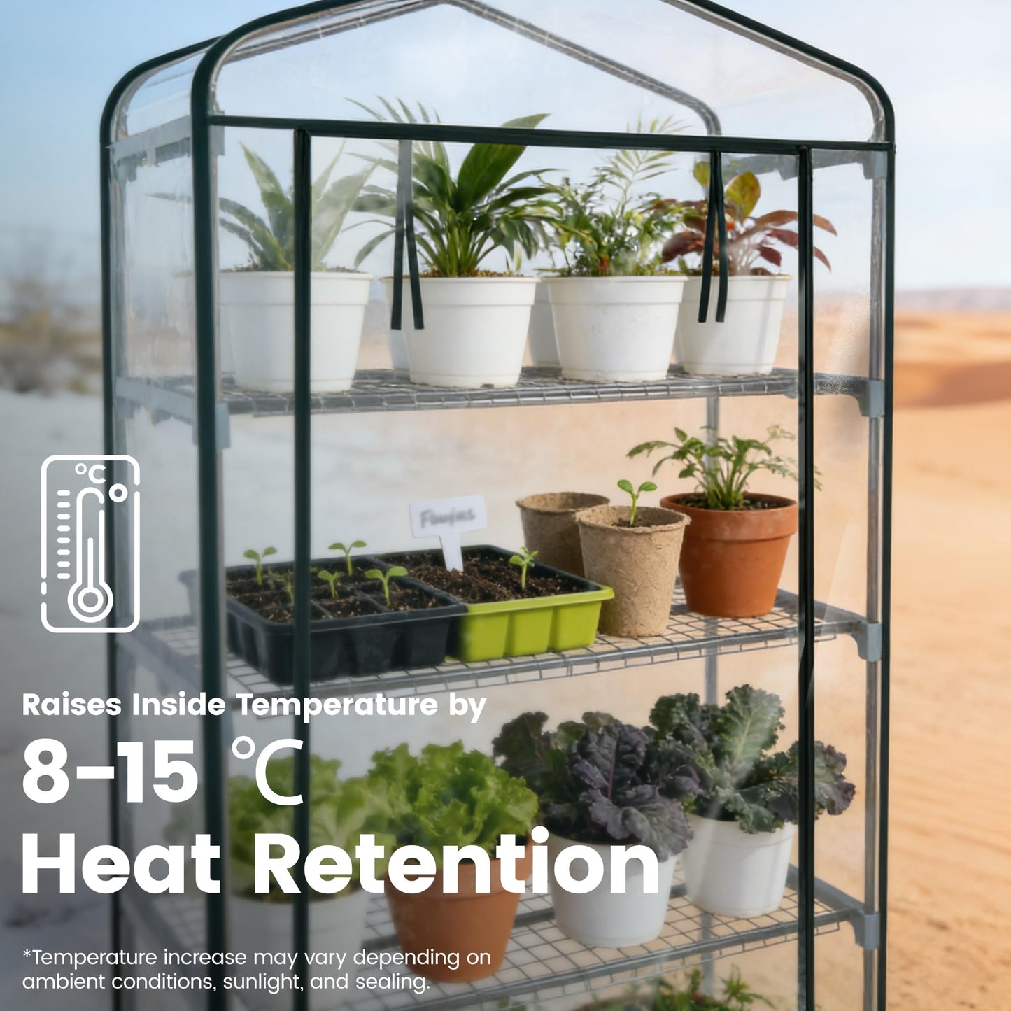 Worth Garden 50% Extra Wide Mini Greenhouse 5 Tier Portable Plant Green House 40in Wide -Sturdy Gardening Shelves with PVC Cover - Indoor & Outdoor Wheatgrass Growing - 19″x40″x75″