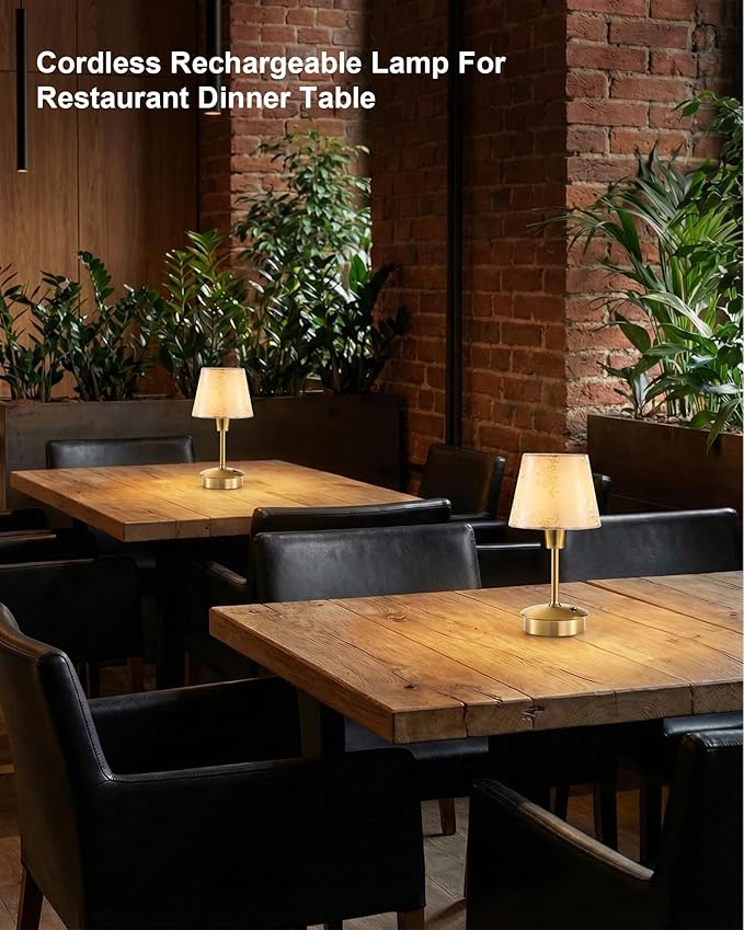UMEXUS Small Cordless Table Lamp for Restaurant Dinner Table, 5200mAh Battery Operated Touch Lamps Rechargeable Dimmable Portable Night Light for Bedside Dining Living Room Patio Kitchen Outdoor
