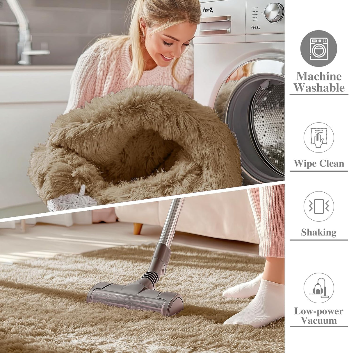 OLANLY Large Area Rug - Soft Fluffy Shaggy Carpet for Living Room & Bedroom | 8x10 Taupe Indoor Decor
