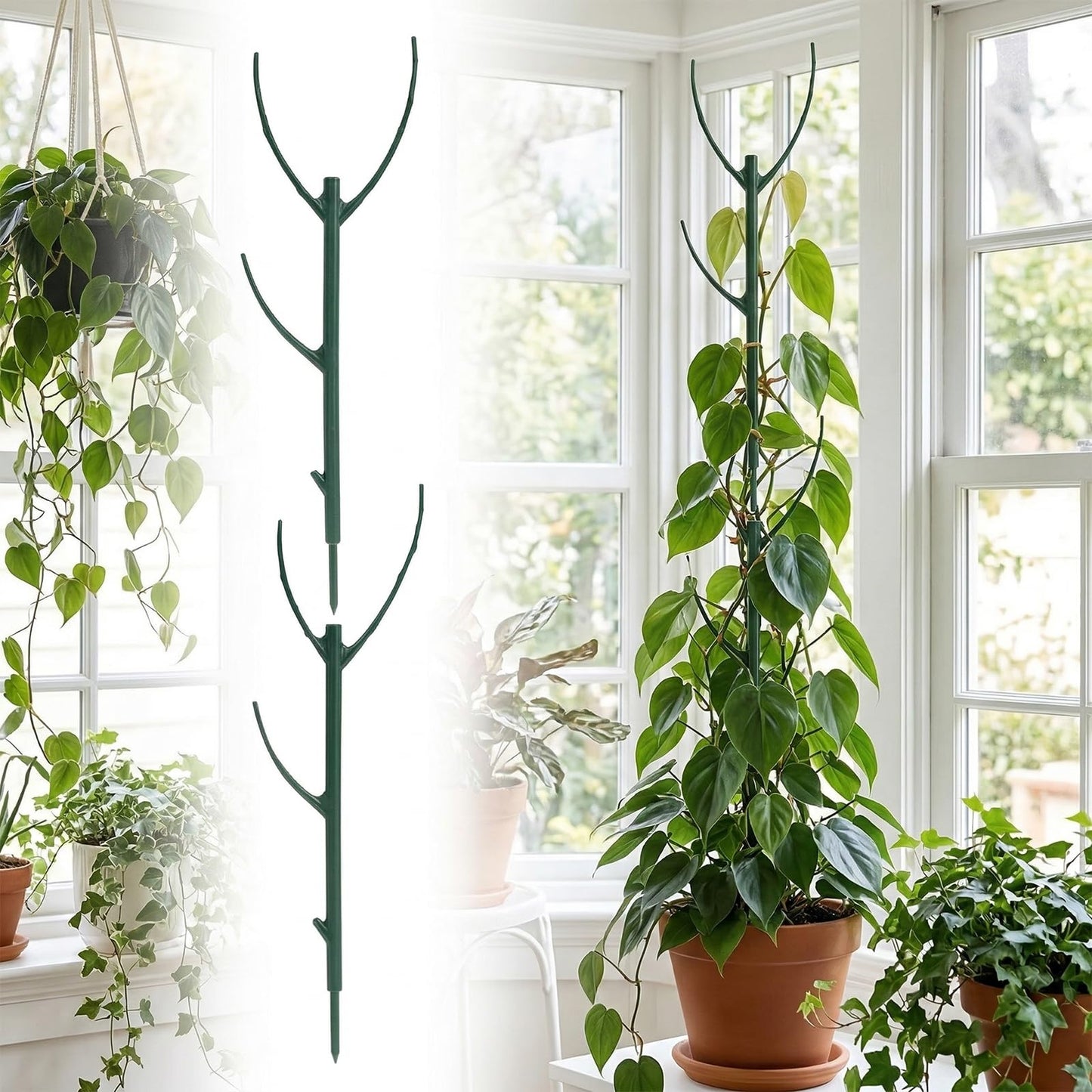 18 Pack Adjustable Plant Support Pole, Indoor & Outdoor Houseplant Stem Support, Adjustable Plant Support Stakes with Clamps, Garden Accessories for Monstera, Pothos, Replacement for Plant Stakes