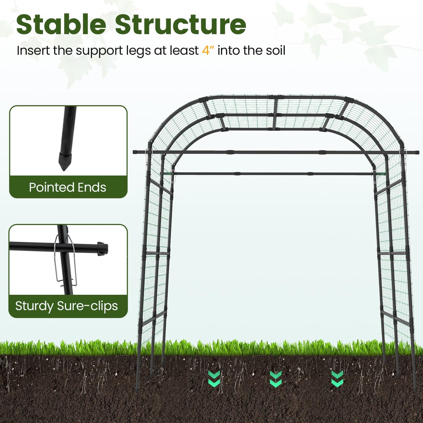 Giantex Metal Garden Arch Trellis for Climbing Plants Outdoor, 7.5FT Tall Adjustable Cucumber Trellis Tunnel for Raised Garden Bed, Extra Wide Garden Trellis Arch Support Vegetables Vine