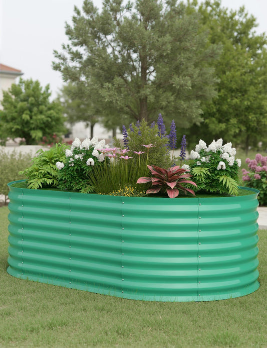 6x3x2Ft Raised Garden Bed, Galvanized Planter Box Outdoor, 24" Large Rot-Resistant Metal Garden Bed Planter for Planting Flower Vegetables Herb