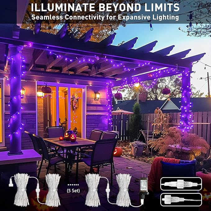 JMEXSUSS 150 LED Purple Christmas Lights Indoor, 8 Modes Connectable String Lights Outdoor Waterproof, 59FT Purple Twinkle Fairy Light for Tree Party Bedroom Home Christmas Decorations