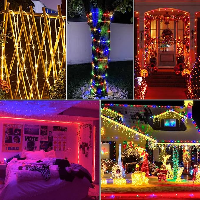 200Ft Rope Lights Outdoor, 18 Colors Changing 610 LED String Lights Plug in with Remote, IP68 Waterproof Twinkle Fairy Light Rope Lighting Indoor for Bedroom Patio Christmas Halloween Decor