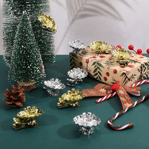 CHGCRAFT Christmas Tree Candle Holders - 40 Pcs Flower Pattern Clips | Reusable Decor, 0.59" Inner Diameter