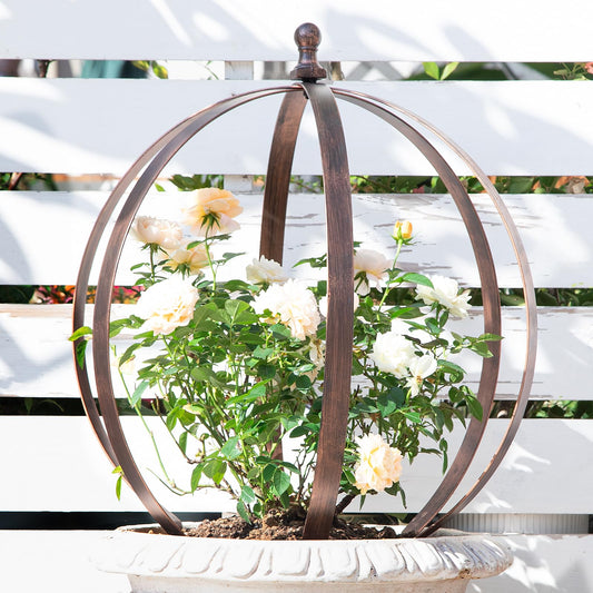 GOOOXIM Garden Obelisk Trellis for Climbing Plants – 18"x22" Metal Outdoor Support for Rose Bushes and Tall Vines – Antique Copper Finish – Easy Assembly and Storage – Perfect Garden Decor