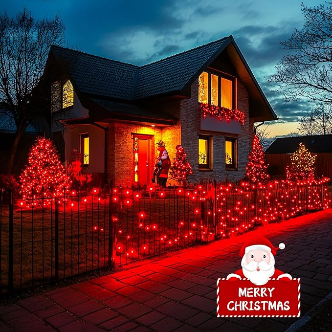 JMEXSUSS 150 LED Red Christmas Lights Indoor Outdoor Waterproof, Connectable 59 Ft Red String Lights Plug in, 8 Modes Twinkle Fairy Light for Bedroom Patio Party Tree Holiday Decor (Pack of 2)