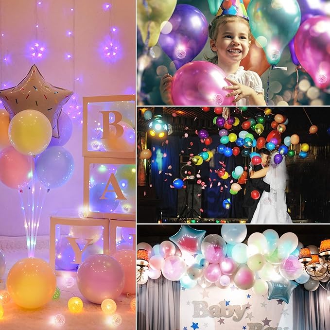100pcs Balloon Lights, Long Standby Time Mini Ball Light, Round LED Multicolor Flash Ball Lamp for Paper Lantern Balloon Party Wedding, Birthday and Festival Christmas Decorative Lights