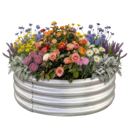 Land Guard Galvanized Raised Garden Bed Kit, Galvanized Planter Raised Garden Boxes Outdoor, Round Large Metal Raised Garden Beds for Vegetables ……