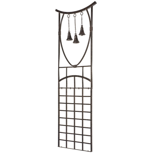 H Potter Bell Garden Trellis 67" Installed Height — 26-Lb Heavy Duty Iron Climbing Trellis with Decorative Bells — 79" Overall with Ground Spikes, Freestanding Outdoor Trellis