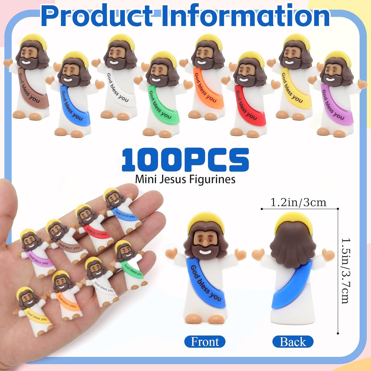 Yelakey Mini Jesus Figures - 100pcs Tiny Jesus Figurines for Baptism & Easter Decor | Classic Brown