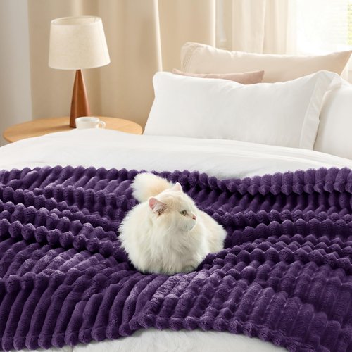Bedsure GentleSoft Purple Fleece Blanket for Couch - Cozy Soft Blankets for Women, Cute Small Throws for Girls, 90x90 Inches