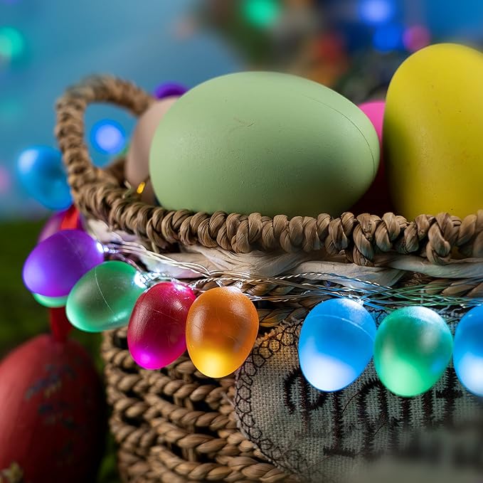 KAiSnova Easter Decorations Easter Lights String 10ft 30LED Eggs Fairy Light Battery Operated with Remote String Lights Spring Themed Multi Color Eggs Decor for Indoor Outdoor Bedroom Party Home