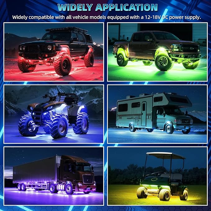 20 Pods Segmented RGB LED Rock Lights for Semi Trucks Offroad Pickup Trailer RV SUV Boat, 12V Waterproof Multicolor Neon Underglow Kit with APP/RF Control Red Brake Sync Music Vehicle Underbody Light