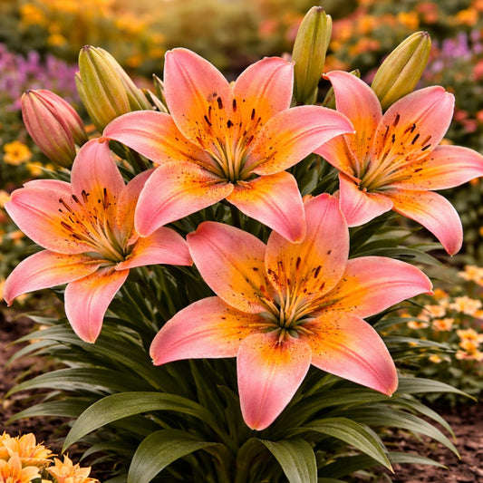 Royal Sunset Hybrid Lily Bulbs for Planting – Peach & Golden Yellow Asiatic Lilies – Hardy Perennial Summer Flowers – Easy to Grow (10 Bulbs)