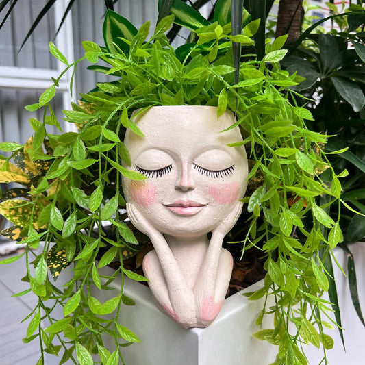 HDOOMN Face Planters Pots Head - Cute Succulents Plants Planters, Plant Pots Indoor with Drainage System, Garden Gifts for Wome, Garden Decorations for Outdoor, Unique Ornaments for Home
