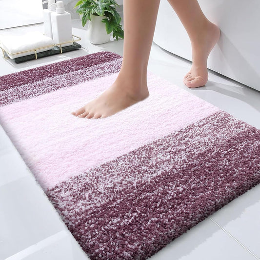 OLANLY Bathroom Runner Rug Mat - Extra Soft Microfiber with Rubber Backing | 70x24, Quick Dry, Washable, Mauve