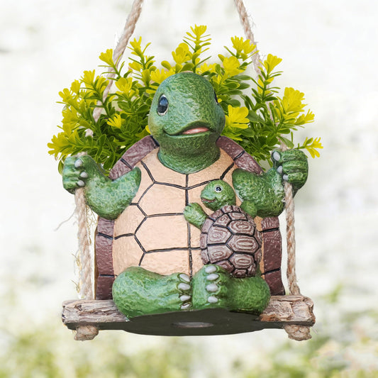 Saysmile Swing Turtle Hanging Planters for Indoor Plants, Cute Small Succulent Pots with Drainage Hole, Unique Resin Plant Hangers Outdoor, Hanging Plant Holder for String of Pearls, Gift for Mom