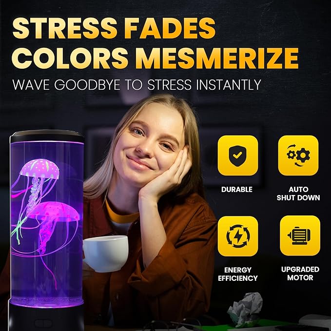 Brewish Jellyfish Lamp, 16 Color Options, 4 Mode Lifelike Jellyfish Aquarium, Auto Shutdown, Remote Control Electric Jellyfish LED Night Light, Fake Aquarium, Home Decor, Sensory Lamp for Autism, ADHD