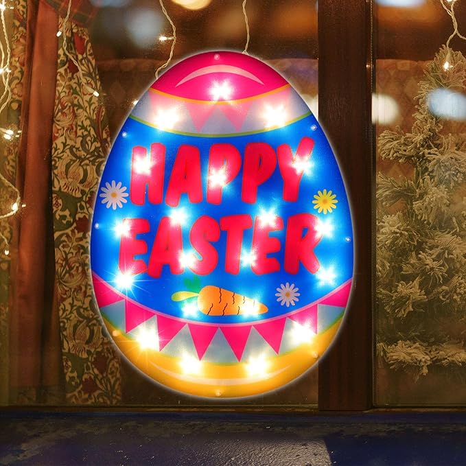 LAMPHOME Light Up Easter Eggs Waterproof Indoor Outdoor String Lights for Easter Window Decoration, Party, Garden