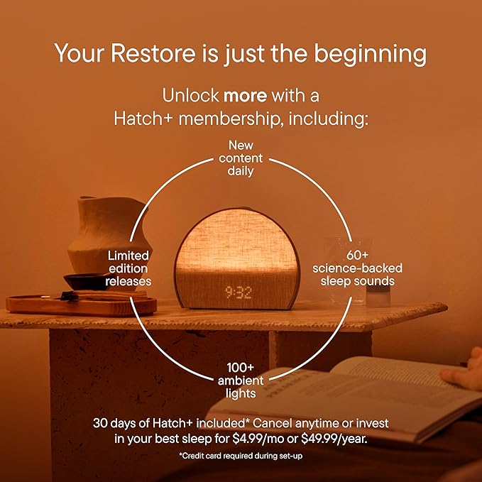 Hatch Restore 3 Sunrise Alarm Clock, Sound Machine, Smart Light (Putty) - White Noise, Screen-Free Sleep Routine