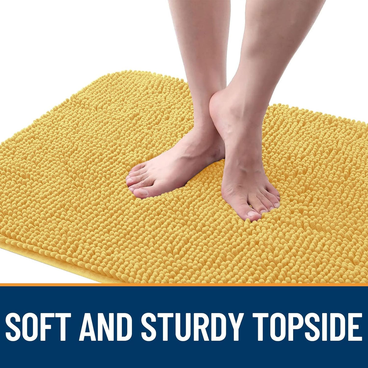 OLANLY Dog Door Mat - Absorbent Non-Slip Chenille Mat for Muddy Paws | 36x24 Inches, Quick Dry, Yellow