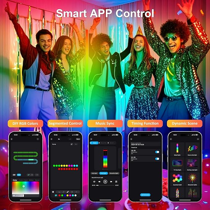 MIHEAL Corner Floor Lamp, 1 Pack LED Corner Lamp with APP and Remote Control, 16 Million DIY Colors & Warm White, Music Sync, Timing Function, Color Changing Ambient Lights for Living Room, Bedroom