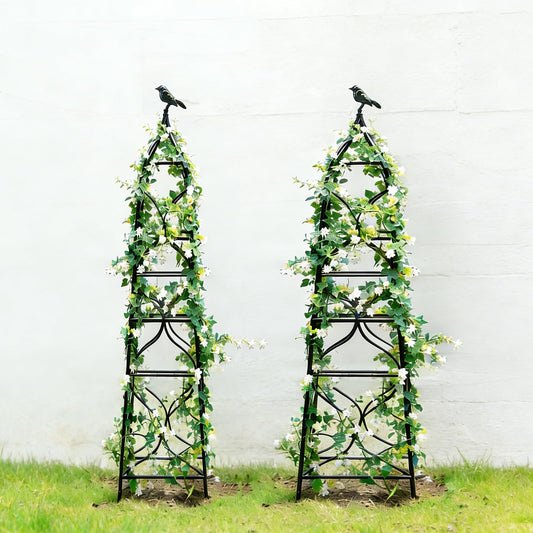 aboxoo Set of 2 Packs Sturdy Metal Garden Obelisk Trellis for Climbing Plants,Easily-Assembled Support for Topiaries & Houseplants, Multifunctional Display Support for Indoor Outdoor Decoration