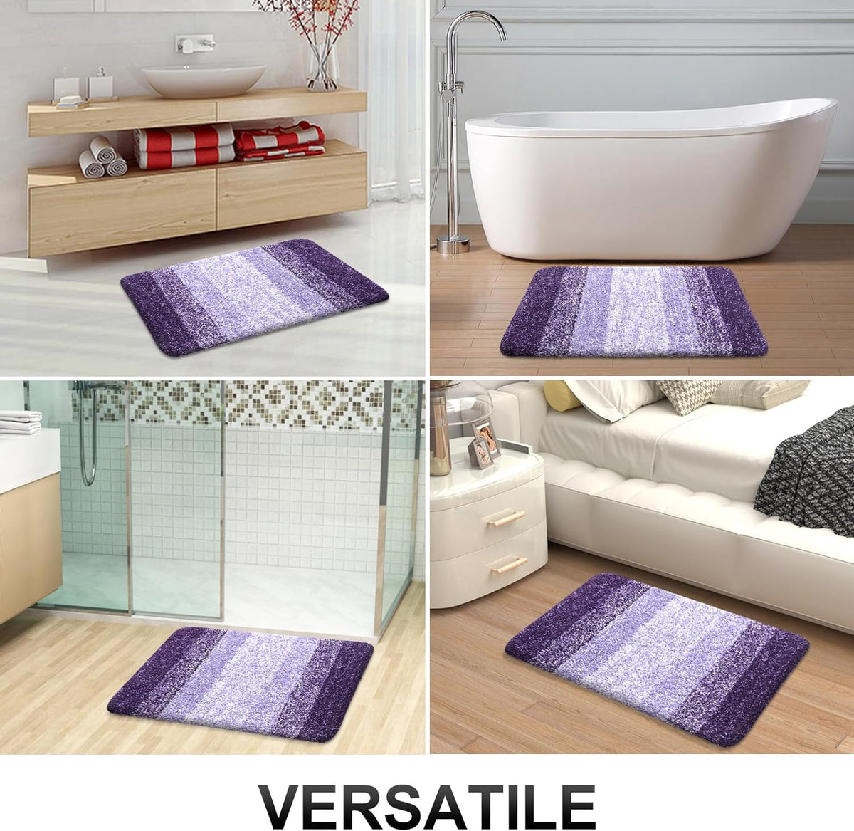 OLANLY Bathroom Runner Rug - Extra Soft Microfiber Mat, Quick Dry & Washable | 44x24, Violet