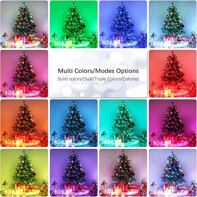 BrizLabs Pastel Fairy String Lights - 2 Pack 66ft 200 LED Color Changing Fairy Lights with Remote, Plug-in RGB Christmas Twinkle Light Rainbow Firefly Starry Light for Xmas Tree Halloween Easter