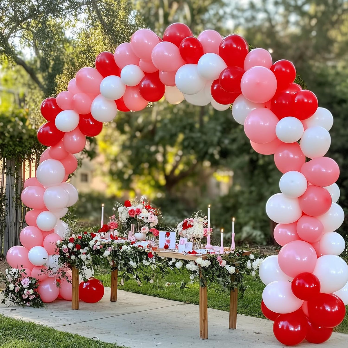 RUBFAC Red Balloons - 135pcs in Various Sizes (5-18 Inch) for Birthday & Wedding Decorations