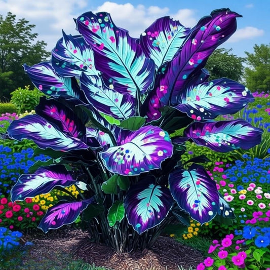 EDRHTJG Black Magic Elephant Ear Alocasia-Tropical Foliage Large Leaf Decor for Outdoor Garden Display Patio-Multicolor (6)