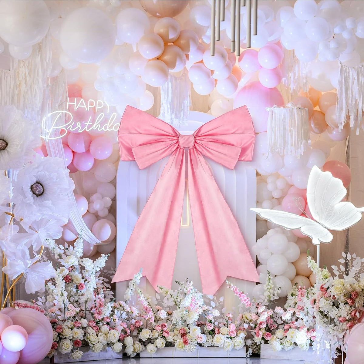 Skiennix Large Pink Coquette Bow - 27.6 x 21.7 Inches | Perfect for Birthdays, Bachelorette Parties & Weddings