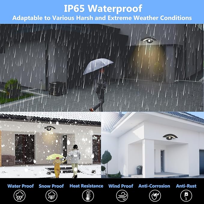 Motion Sensor Outdoor Lights 18W 1500lm LED Wall Light IP65 Waterproof Aluminum Wall Sconce Lamp 3000K Warm White Dusk to Dawn Sensor Security Lights for Garage Patio Walkway Porch Garden