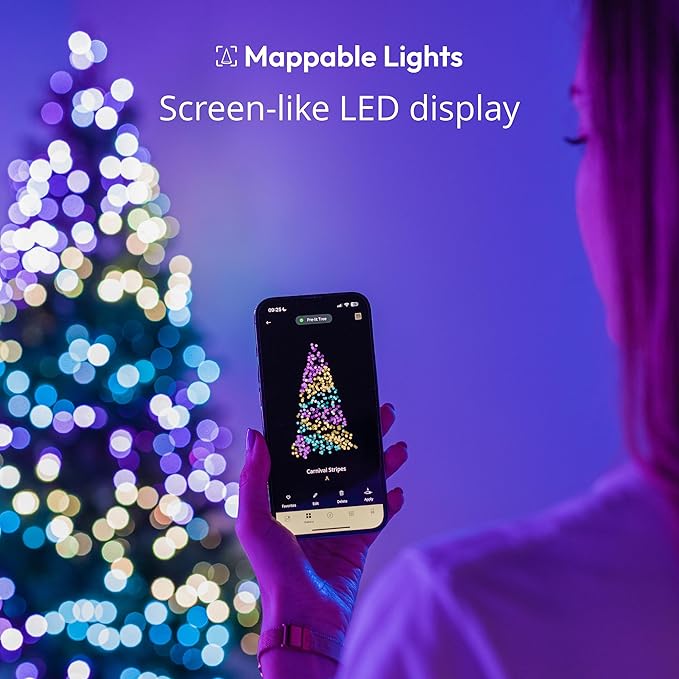Twinkly Strings USB-C Pearls 200 LED, Pearl-Shaped LED Light String, RGB Multicolor LED Lights, Valentine's Day Lights, Compatible with Alexa, Google Home, USB-C Power, Green Wire, 39.4ft