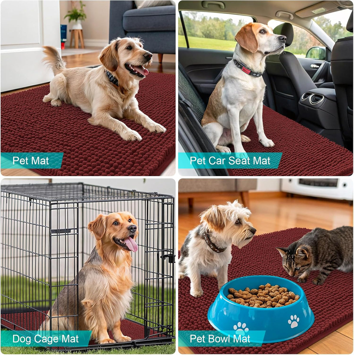 OLANLY Dog Door Mat - Absorbent Non-Slip Washable Doormat for Muddy Paws | 47x17 Inches, Caramel Russet