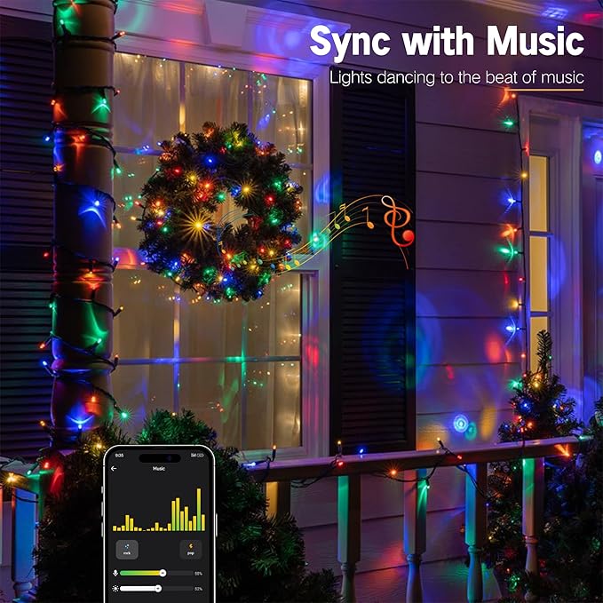 Brizled Smart Christmas Lights, 66FT 200 LED Color Changing Christmas String Lights App & Voice Control, Dimmable Cool White & Multicolor Xmas Tree Lights Music Sync for Indoor Outdoor Wedding Party