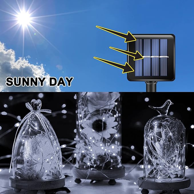 TW SHINE 2 Pack Solar String Lights Outdoor, Total 80 FT 240 LED Solar Powered Waterproof White Fairy Lights 8 Modes for Outside Christmas Party Tree Wedding Yard Decorations