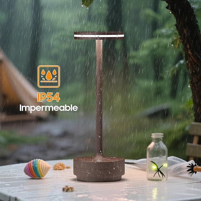 Hapfish Rechargeable Cordless Table Lamps, 5000mAh Battery Operated Lamp, 3 Color Modes, Dimmable, LED Table Lamps for Living Room,Outdoor, Dinner,Patio,Restaurant – Rust