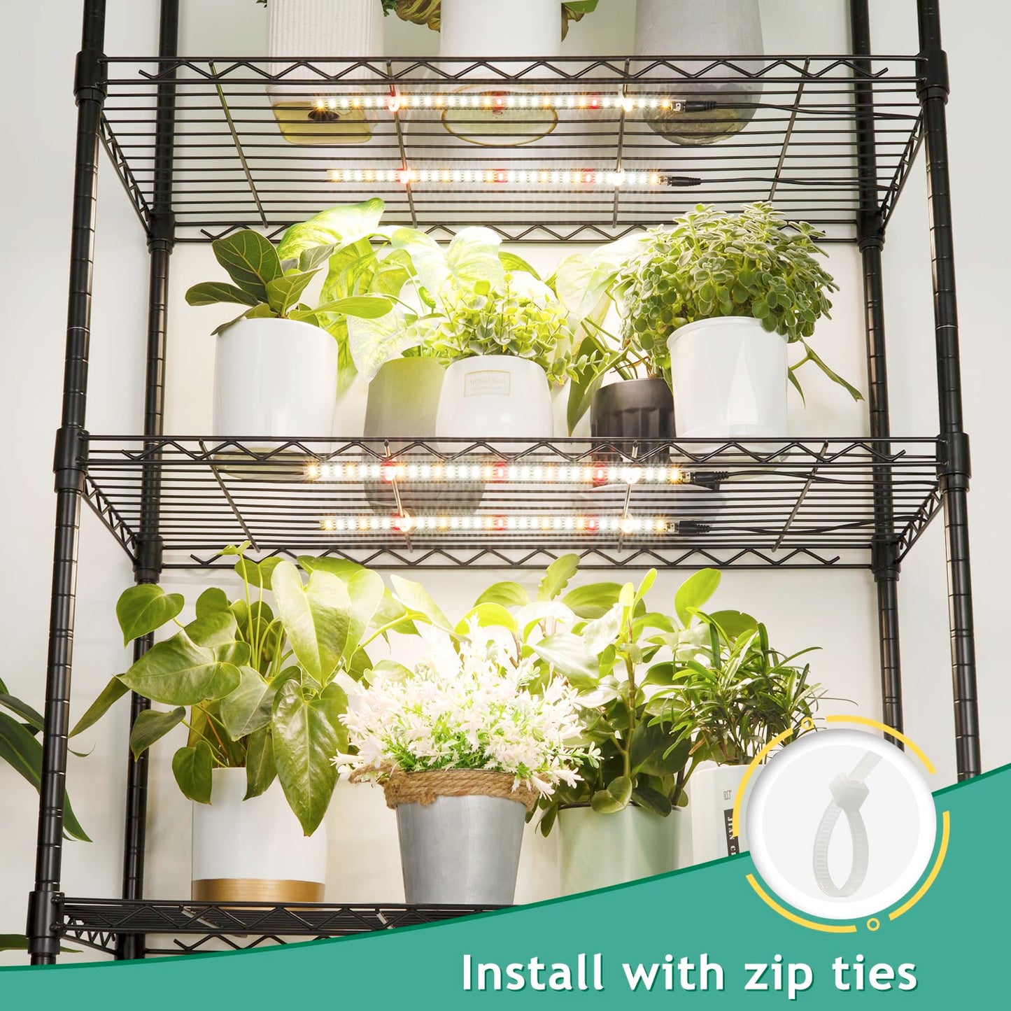 LBW Grow Light for Indoor Plants Full Spectrum, Plant Lights for Indoor Growing with 10 Brightness Levels & Timer 4/8/12 Hours, 240 LED Grow Lights Strip for Plant Growing, 1 Pack