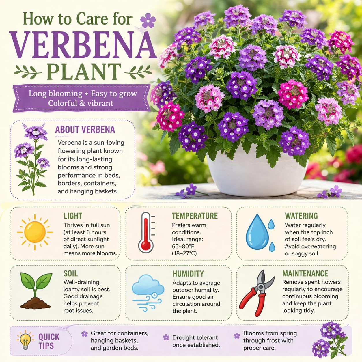 2 White Verbena Live Plants, Trailing Verbena Plants for Planting Outdoor, Perennial Ground Cover Flowers 4-7 Inches