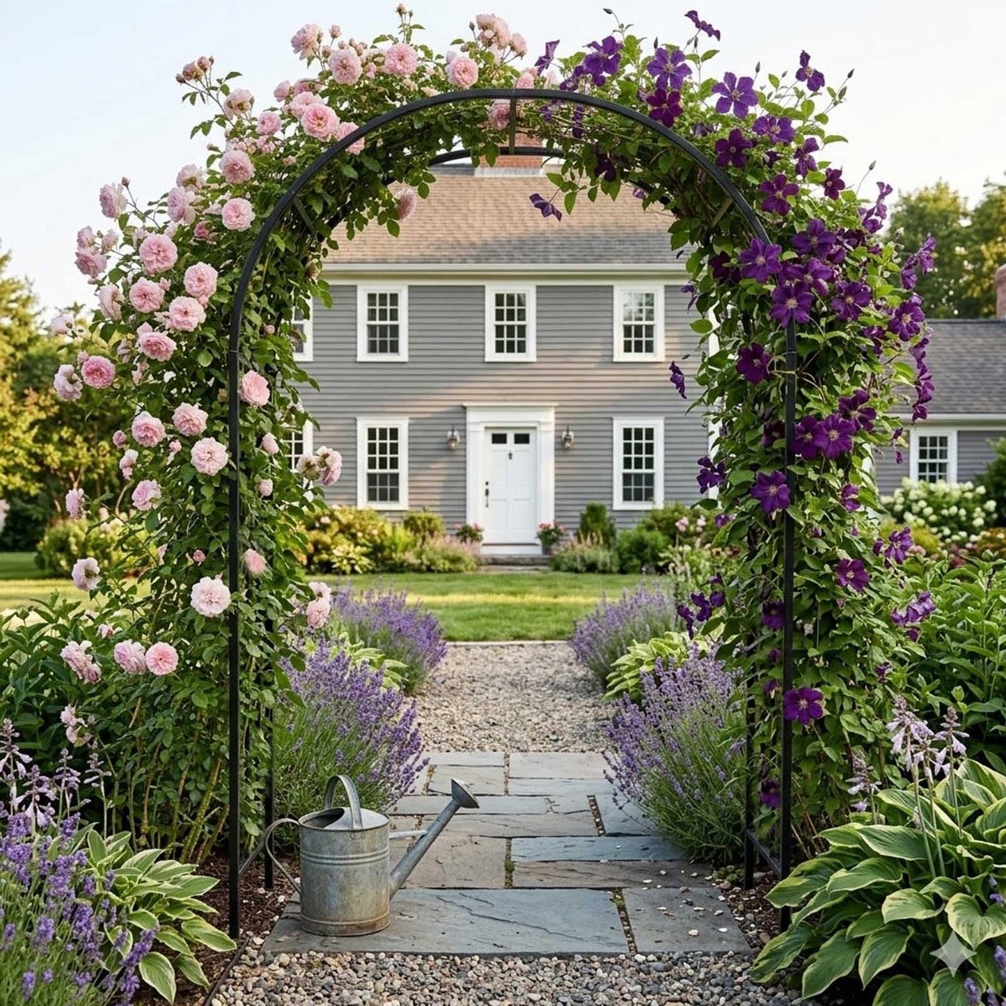 Metal Garden Arch Trellis for Climbing Plants, 4.6ft 7.8ft 10ft Outdoor Archway Arbor Stand for Roses, Cucumber Vines Frame for Raised Bed, Patio Backyard Wedding Decoration(Green,W7.87ft*H7.22ft)
