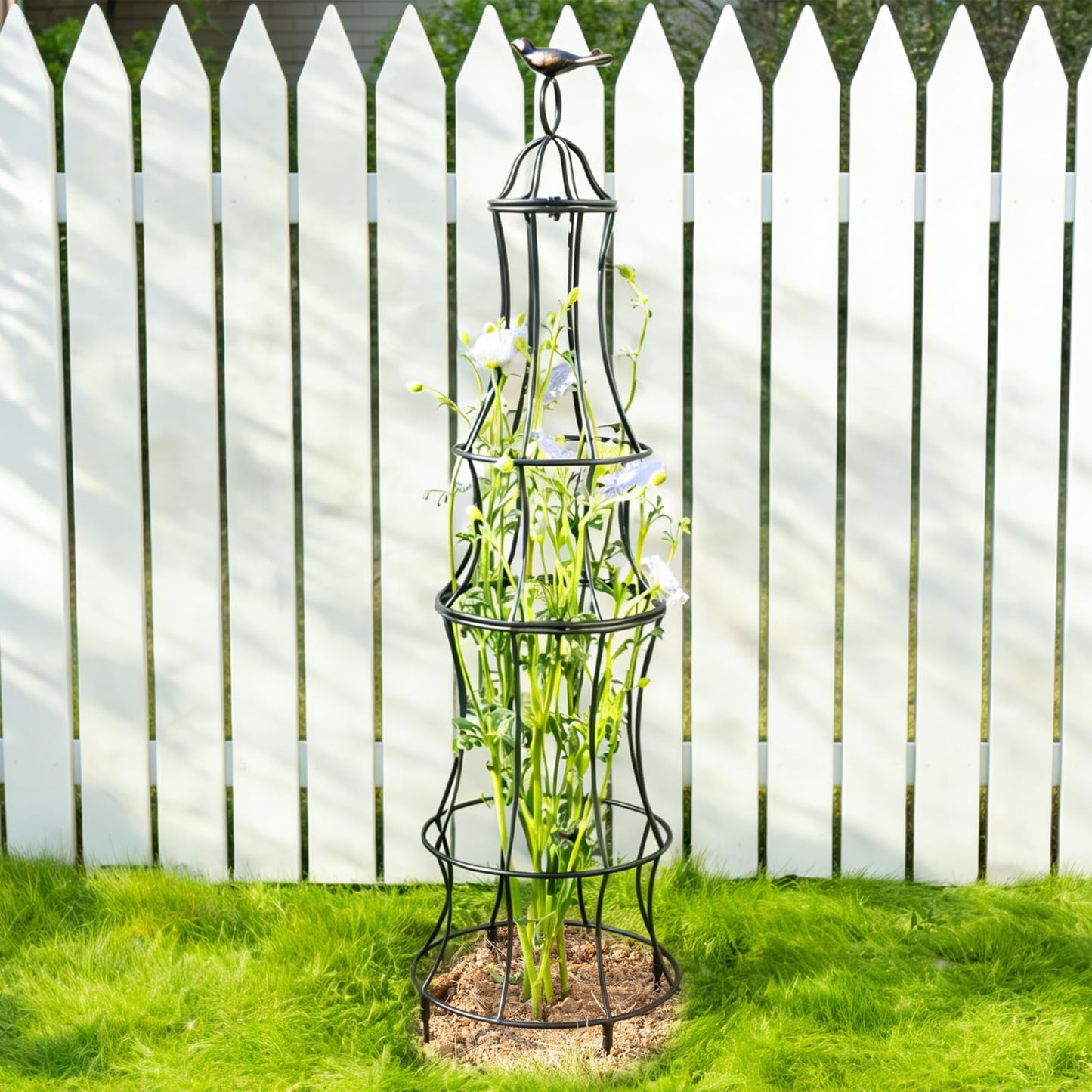 GOOOXIM 42 Inch Obelisk Trellis for Climbing Plants - Durable Metal Outdoor Support for Roses, Bougainvillea, Vines, and Potted Plants - Easy to Install Garden Decoration