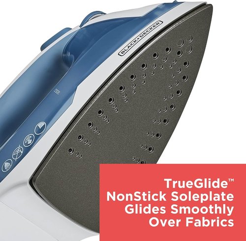 BLACK+DECKER Easy Steam Iron - Lightweight, Nonstick Plate, Automatic Shutoff | 1200 Watts