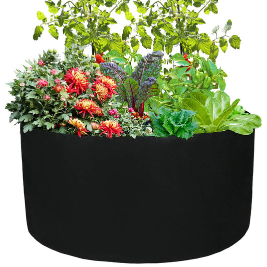 Xnferty 150 Gallons Extra Large Round Raised Garden Bed, Deep Soil Diameter 46"/ Height 22" Planting Container Grow Bags Durable Felt Fabric Planter Pot for Plants,Vegetables,Flowers (Black)