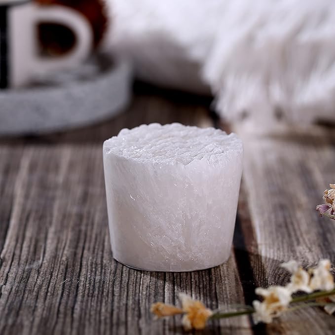 Nature Crystal Passive Diffuser Stone Essential Oil Diffuser Hand Carved Selenite Stone Diffuser - Perfect for Meditation Reflection Bedroom Decoration (1 Piece, Cylinder Diffuser)